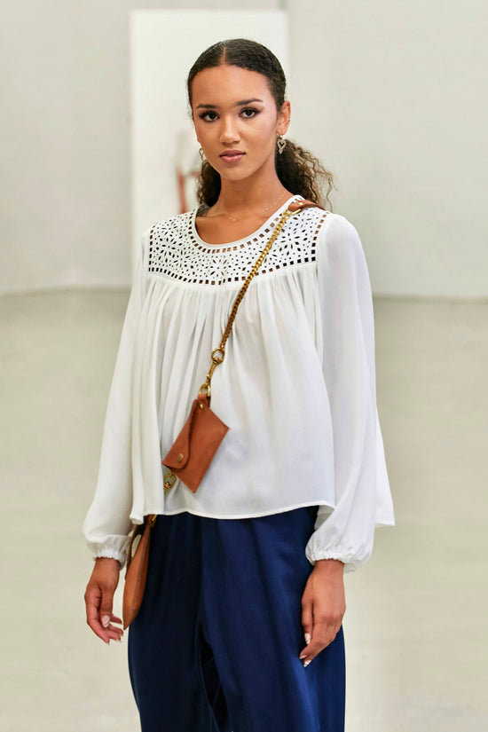 Image Title Lily Shirt - Leather Lace and Silk Crepe De Chine